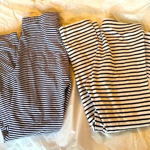 Pair striped leggings size 5, good used shape. Black & white and black & blue*1